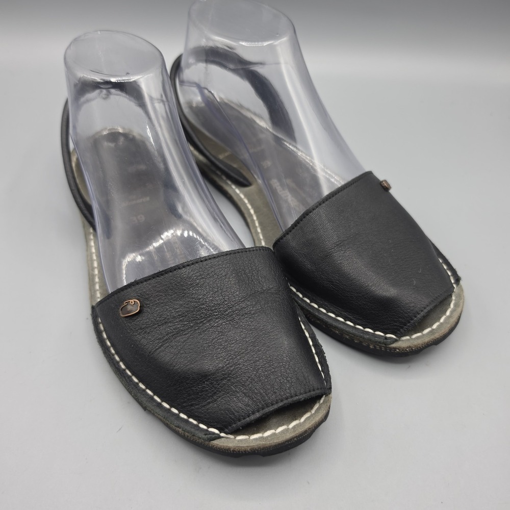 Menorca Sandals Womens 39 Black Leather Limited Edition Bridgestone Soles